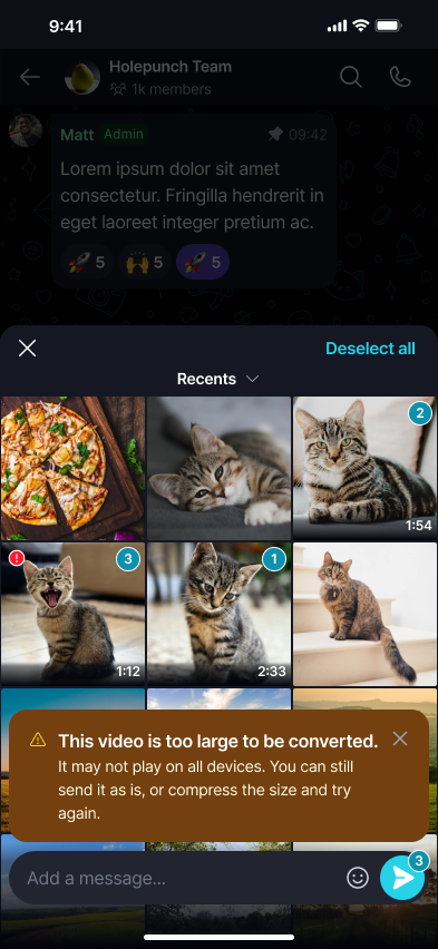 Convert Incompatible Videos ποΈ Β· Mobile This video is too large to be converted - send as is, or compress and try again.